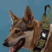 Collier d'entraînement tactique pour chien avec support AirTag, à libération rapide, étanche, réglable en nylon, poignée AirTag, boucle métallique