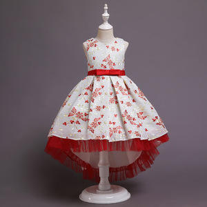 Children's Princess Dress O-Neck A-Line Tulle Flower Girl Dress <b>Red</b> With <b>Bow</b> For Shows And Performances 4-13 Years - Product Image 5