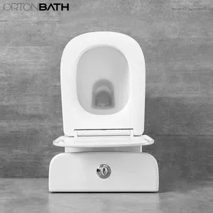 Ortonbaig– toilettes à double chasse d'eau, siège à fermeture souple UF, toilettes pour salle de bains, hauteur confortable, toilettes à deux pièces, toilettes à dos au mur