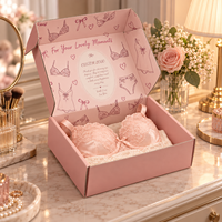 Boîte d'expédition de luxe personnalisée rose pour lingerie, élégante avec impression dentelle, emballage surprise romantique pour sous-vêtements féminins et articles intimes