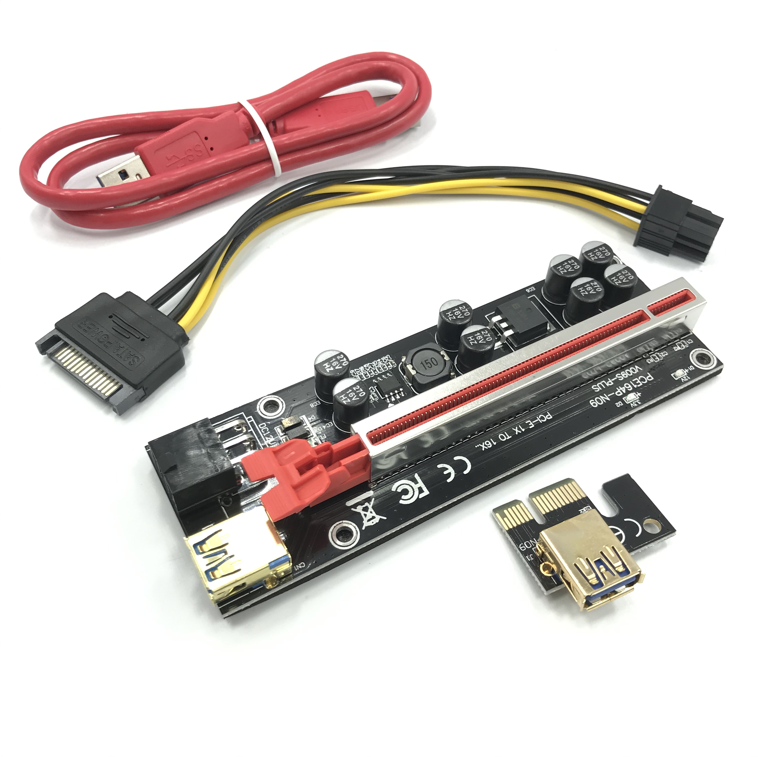 PCIE Riser VER009s gpu plus pci-e 1x до 16x usb 3,0 расширитель роста PCI Express ver 009s plus с 8 конденсаторами