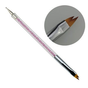 Pinceau à double usage en nylon avec manche acrylique pour nail art, stylo à points, brosse à fleurs dentelées pour le design de gel français - Product Image 4