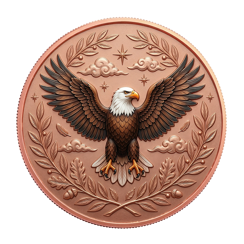 Copper Coin Eagle 1 oz 999 Fine UV Color Printed High Relief 3D