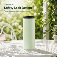 Bouteille isotherme en acier inoxydable 304 de 16 oz avec couvercle coulissant, anti-fuite, à double paroi, sans BPA, pour voyage