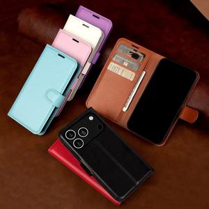 Étui en cuir PU Litchi OEM avec porte-cartes, étui de téléphone en cuir pour iPhone 17 17 Pro 17 Pro Max A-2632 - Product Image 3