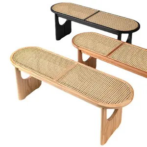 ראטן יפני עץ ספסל ארוך 3 כסאות בר כסאות עץ סעודה עץ לרהיטים מטבח