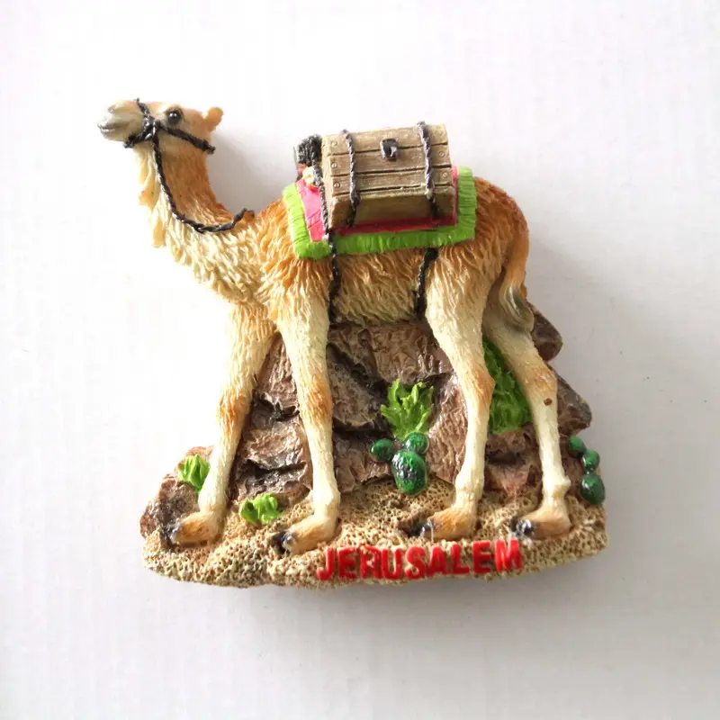 Aimant de réfrigérateur en résine anime chameau design personnalisé de Jérusalem souvenir touristique vente en gros