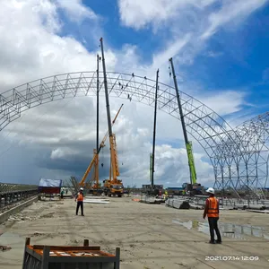 Uzay çerçevesi çelik kiriş çelik yapı futbol stadyumu/stadyum çelik çatı yapısı