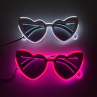 Lunettes à fil électrique EL en forme de cœur, les plus vendues, lunettes de soleil néon lumineuses, lunettes de rave brillantes pour concert, fête, Saint-Valentin, boîte de nuit