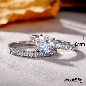 Conjunto de Anillos de Circonia Cúbica para Pareja, Joyería de Compromiso y Boda para Mujer - Product Image 3