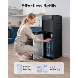 Distributeur d'eau Euhomy 4-en-1 avec machine à glaçons, chargement par le bas, eau chaude et froide, acier inoxydable noir, production de glace quotidienne de 33 lb - Product Image 4