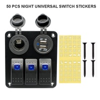 Interrupteurs à bascule pour allume-cigare DC12V/24V, 3.1A, double USB, indicateur LED, panneau de 3 interrupteurs à bascule pour bateau