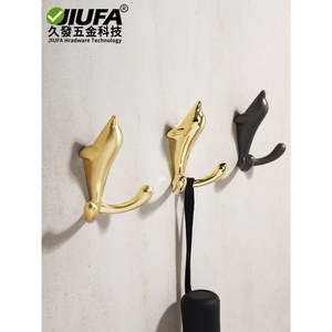 Jiufa Dolphin Shape <b>Wall</b> Hook Gold Black Matte Finish Garment Hook For Entryway Doorway Use - Product Image 1