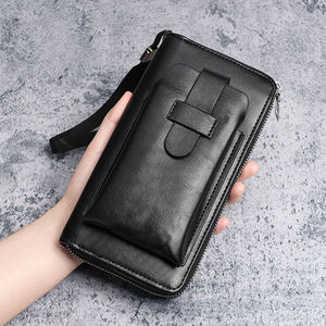 Wholesale Custom Large Capacity Waterproof Phone Bag Zipper <b>Vintage</b> PU Leather Fashion Coin <b>Purse</b> Multi-Function Men's Card - Product Image 2