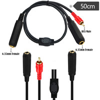 Câble d'extension répartiteur 1 vers 2 6,35 mm femelle-femelle vers adaptateur RCA pour microphone et audio