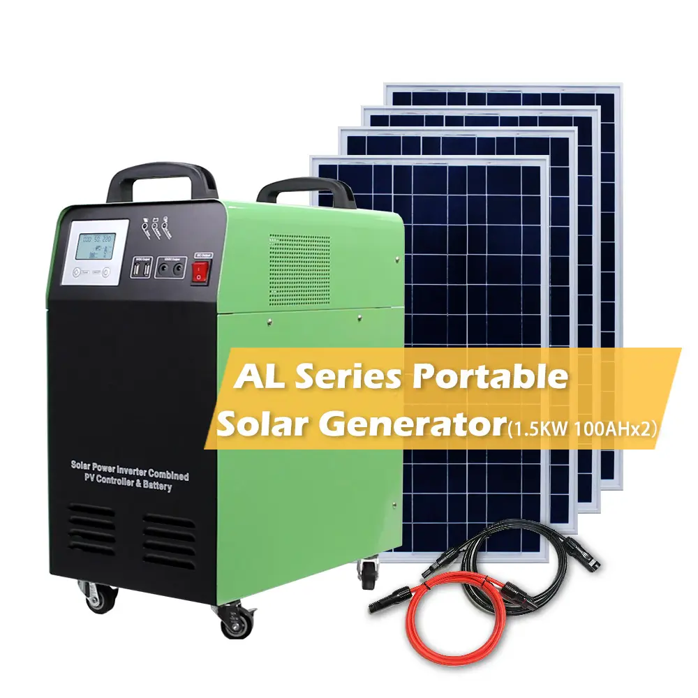 Generador de energía solar portátil para el hogar, sistema de energía solar de 1kW, 220V, 1000W, 1500w