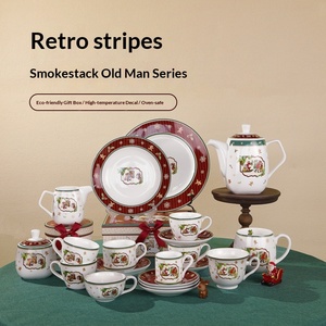 Ensemble tasse à café et soucoupe en grès céramique à motif de Noël, personnalisable, coffret cadeau écologique, glaçure haute température, luxe léger - Product Image 6
