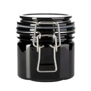 Personalized Sauces Jam 250ml Black Multipurpose PET Jars Plastic Food Storage Containers With Sealed Lid