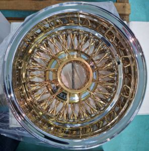 Rueda de alambre de radios de fábrica 13x7 13 14 pulgadas llantas de alambre oro 13x5,5 14x6 14x7 72 100 radios cruzados rectos Lowrider para coches clásicos - Product Image 5