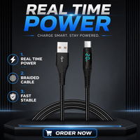 Câble de charge rapide USB C avec affichage LED 6A PD, gaine en PVC pour téléphone, appareil photo, câble de données Type C