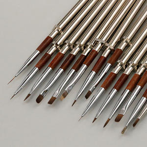 Pinceaux à Ongles Professionnels à Manche Plat en Nylon avec Capuchon Métallique, Pinceaux UV Gel Nail Art pour Peinture Ombré et Décoration de Manucure - Product Image 3