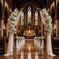 Arche de mariage pliable dorée incurvée de 2,1 m de hauteur, support métallique durable pour toile de fond, idéale pour cérémonies romantiques intérieures/extérieures
