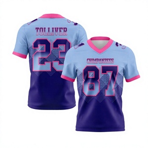 เสื้อฟุตบอลอเมริกันแบบสั่งทำ SPARKWELL ชุดทีมแบบยูนิเซ็กซ์ คอวี แขนสั้น สีไล่ระดับแบบซับลิเมชั่น ระบายเหงื่อได้ดี - Product Image 2