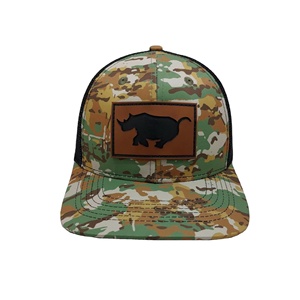 6 Panel <b>Camo</b> Dad Baseball <b>Caps</b> Custom Cow Leather Patch Camouflage Mesh Snapback Hat 112 Trucker Hats High Quality - Product Image 2