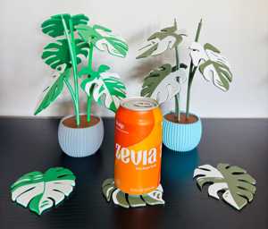 Ensemble de sous-verres modernes en forme de feuille de Monstera, 6 sous-verres personnalisables, déguisés en décoration végétale pour le bureau et la maison - Product Image 6