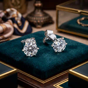 Gold 18KT IGI Certified Unisex Fashion Earrings <b>Zero</b> Point Nine Ct D VS <b>One</b> Lab Grown Diamond Stud Earrings Elegant Luxury - Product Image 2