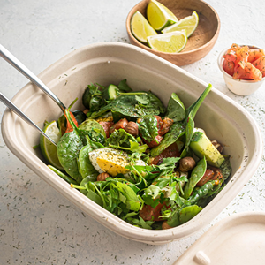 Tazones Desechables para Ensalada de Fibra de Caña de Azúcar con Tapas, Recipientes para Comida para Llevar - Product Image 1