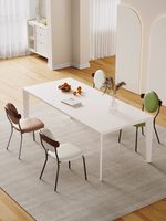 Chaise de salle à manger française de style mid-century, durable, avec dossier en fer, design vintage nordique minimaliste, mobilier pour la maison