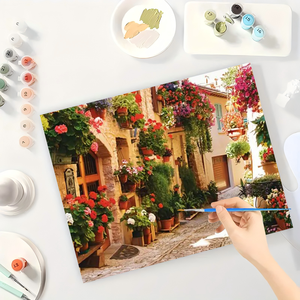 Kit de Peinture par Numéros Floral Street pour Adultes, <span class=keywords><strong>Allée</strong></span> <span class=keywords><strong>Fleurie</strong></span> DIY, 16x20 Pouces, Sans Cadre, Toile Personnalisée Écologique pour Décoration Intérieure - Product Image 3