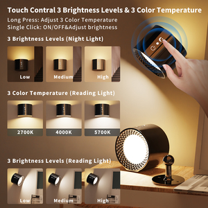 Lampe murale rechargeable à double <span class=keywords><strong>tête</strong></span>, lampe <span class=keywords><strong>de</strong></span> bureau murale multifonctionnelle, lampe murale rotative pour la lecture au <span class=keywords><strong>lit</strong></span> - Product Image 6