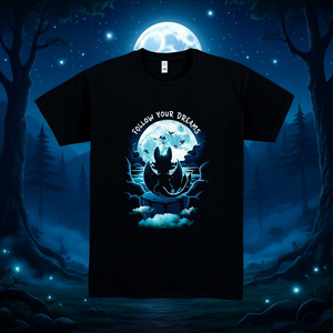 Camiseta Dragon Land negra con diseño gráfico Follow Your Dreams, unisex, talla M para adultos - Product Image 3