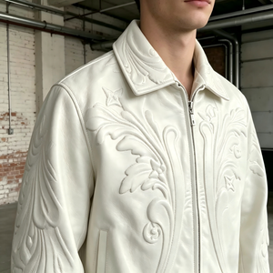 Blouson Bomber <span class=keywords><strong>Homme</strong></span> en Cuir PU Vintage Personnalisable, Fermeture Éclair, Motif Gaufré, Idéal Streetwear – Vente en Gros - Product Image 4
