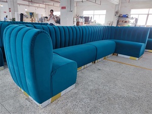 Moderno <span class=keywords><strong>de</strong></span> lujo en forma <span class=keywords><strong>de</strong></span> U Modular Terciopelo Banqueta Cabina Sofá Personalizado Seccional Esquina Asientos para Hoteles Restaurantes Villas - Product Image 2