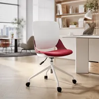 Chaise de bureau pivotante légère en métal blanc avec dossier en plastique pour projets de bureau en gros