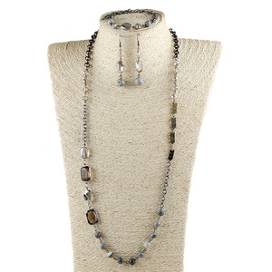 Set di gioielli di moda Set di orecchini con bracciale in pietra e cristallo con catena a <span class=keywords><strong>rosario</strong></span> con perline - Product Image 2