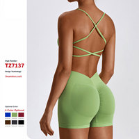 Ensemble de gymnastique de yoga de hanche de pêche sexy serrée de logo personnalisé exercice de fitness à séchage rapide tenue de yoga d'air dorsal de beauté