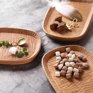 Nouvelles assiettes de style japonais sur mesure, assiettes en noyer noir et en bois de cerisier, plateaux en bois, assiettes à fruits pour hôtels et maisons. - Product Image 1