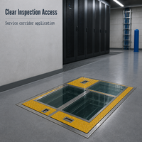 Couverture de canalisation transparente avec cadre en acier inoxydable 304 et verre trempé de 10 mm pour inspection visuelle et maintenance