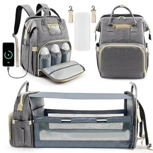 Sac à dos imperméable pour couches de bébé avec station de change, port de charge USB, doublure en polyester, sac élégant pour garçons et filles - Product Image 4