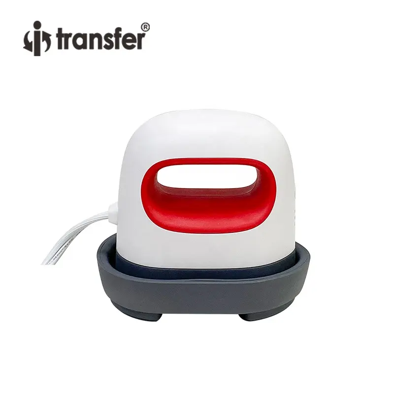 Presse facile Mini presse à chaud tenue dans la main rouge Type de fer dispositif de transfert rapide pour étiquette Logo T-shirt Machine d'impression