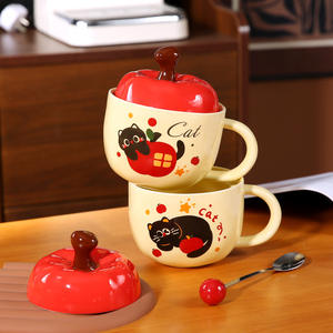 Nouvelle tasse en céramique de Noël avec motif de fruits, tasse à eau mignonne, cadeau, mug de Noël avec couvercle - Product Image 5