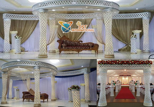 เสาคริสตัล FRP ดีไซน์เนอร์งานแต่งตกแต่งด้วยคริสตัลสีขาวหรูหรา FRP Mandap Mandap - Product Image 3