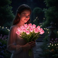 Tulipes avec lumière LED, fleurs artificielles, lampe de table, bouquet de tulipes simulées, veilleuse, cadeaux pour la décoration de la maison