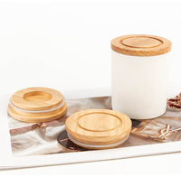 Couvre-bocaux en bambou/bois personnalisés pour bocaux en verre, couvercles de contenants de stockage alimentaire et cosmétiques pour bocaux à bougies