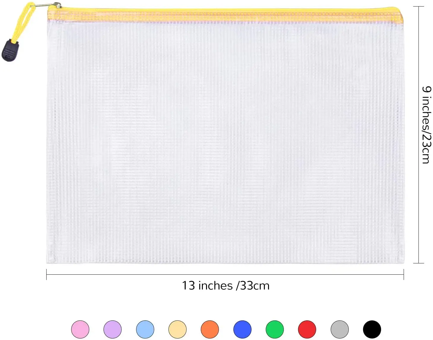 Document Bag Plastic Zip File Folders PVC Mesh Zipper Bag Available Color Can Choose