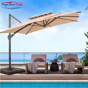 Parasol commercial Roma au design moderne, parasol de patio extérieur, parasol de plage imperméable en aluminium pour hôtel, jardin, bord de piscine, parc - Product Image 1